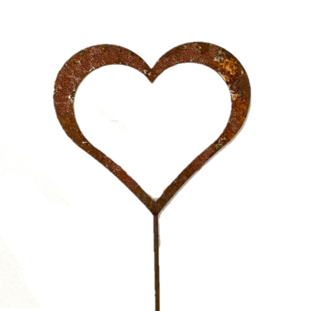 Large Rust Heart Frame on a Stick