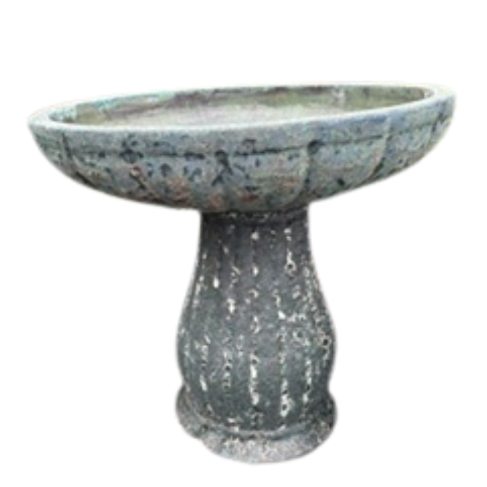 Dark Green Ancient Bird Bath