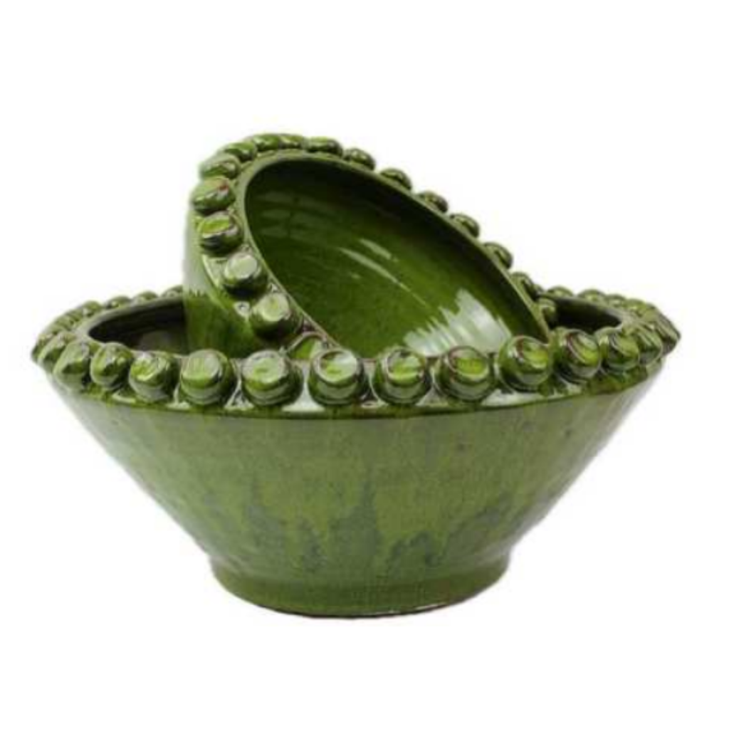 Footed Bowls Hobnail Trim Portuguese Green [Sz:Small]