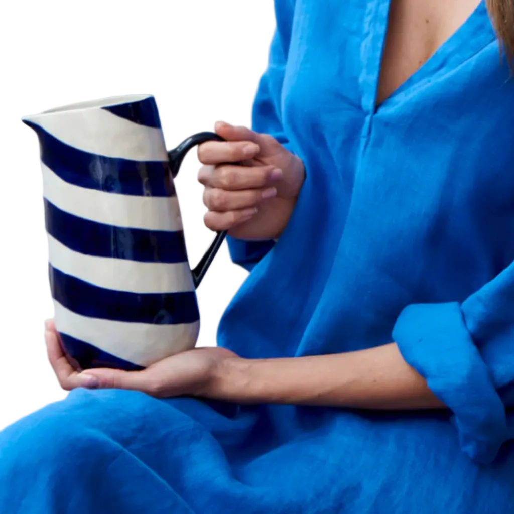 Cabana Stripe Jug Blue