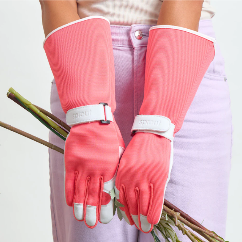Sprout Long Sleeve Garden Gloves - Coral
