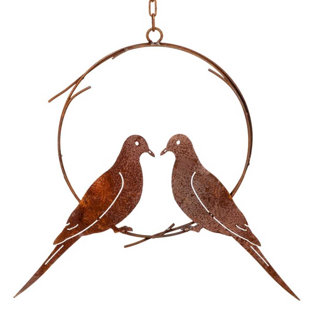 Doves in Wreath Ring Rust