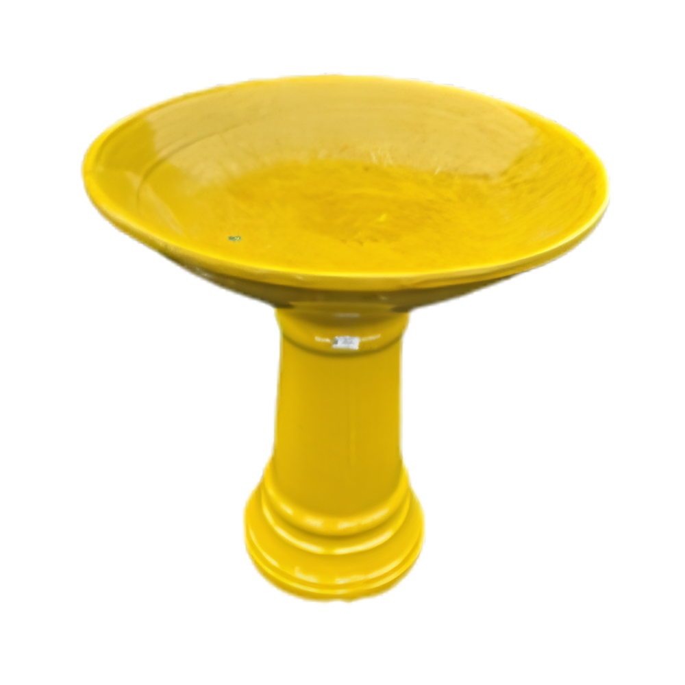 Yellow Glazed Magpie Bird Bath