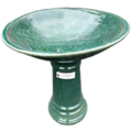 Glazed Magpie Bird Bath | TURQUOISE GREEN Bowl + Base (53x60)