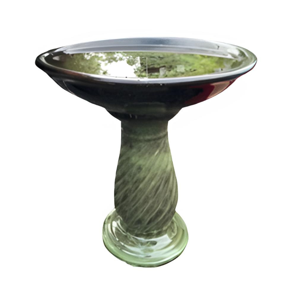 Glazed Rosella Bird Bath | GREEN Bowl + Base (50x60)