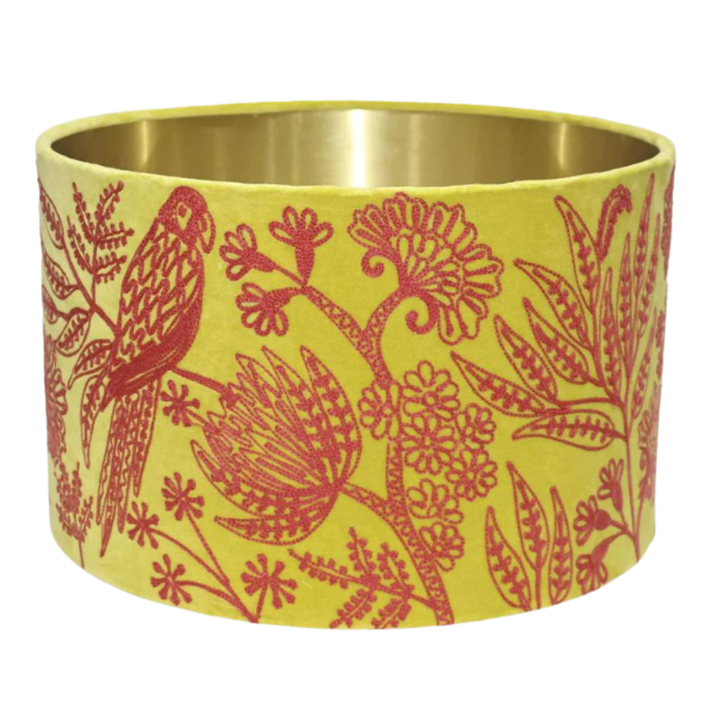 Jungle Bird Drum Shade Large Yellow & Fushcia