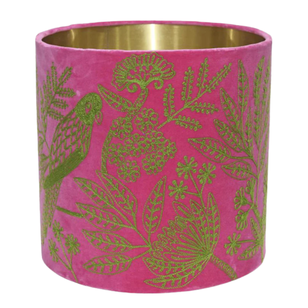 Jungle Bird Drum Shade 30x30cm Pink & Green