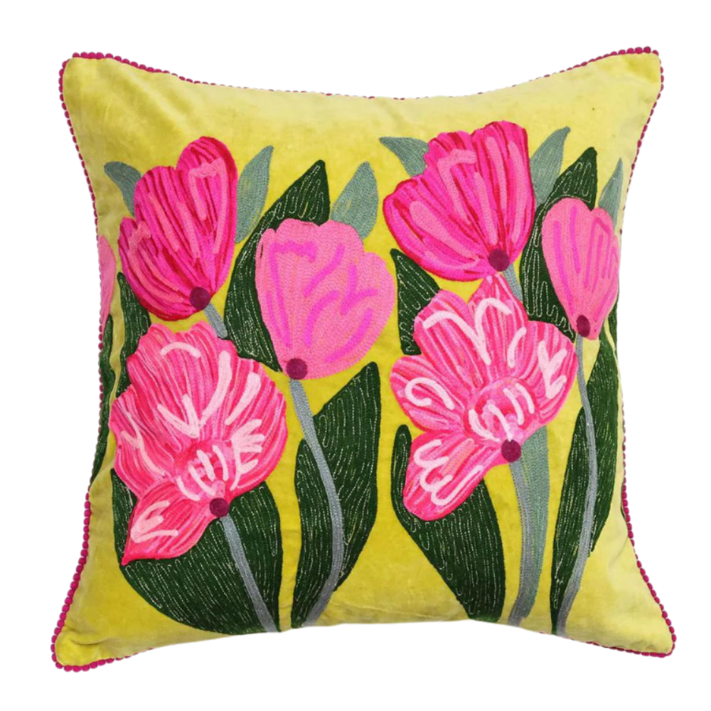 Lotus Flower Cushion 50x50cm Yellow