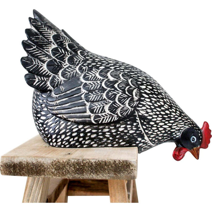 Hen Sitting Black & White